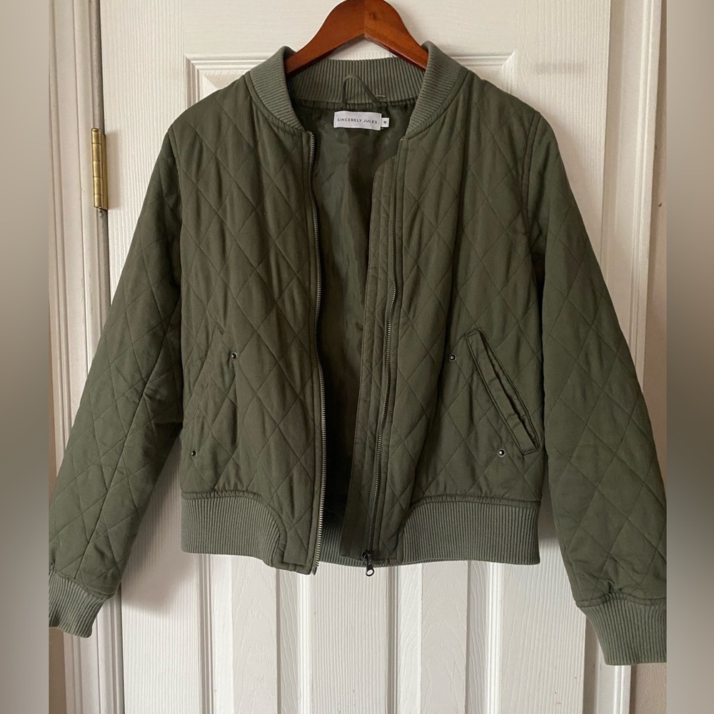 Sincerely Jules Olive Green Quilted Bomber Jacket